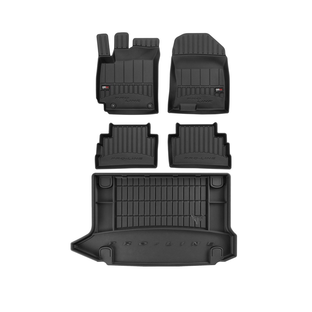 Hyundai Kona Floor-Trunk Mats - Omac - 3D Premium - Black - 2018-2023